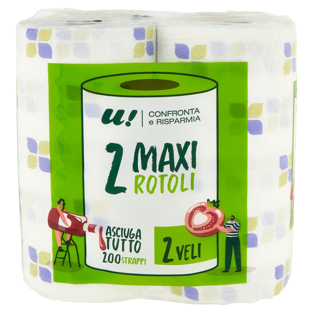 2 Maxi Rotoli Asciugatutto 2 Veli U! Confronta e Risparmia